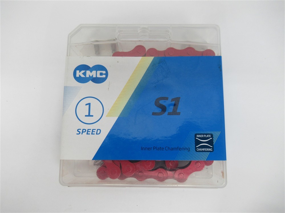 KMC S1, Single Speed Chain, 1/2" x 1/8", 112 Links, Red