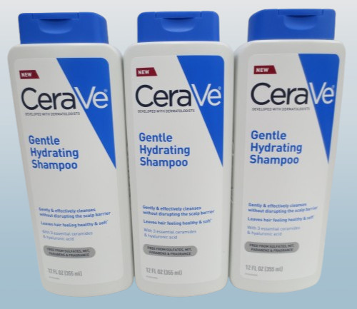 CERAVE GENTLE HYDRATING SHAMPOO 12 OZ NWOB LOT OF 3