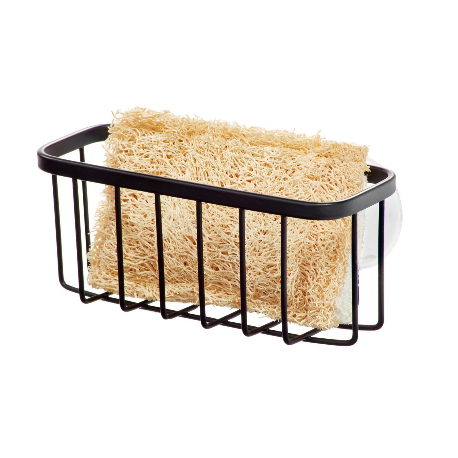 Matte Black Kitchen Sponge Holder With Suction Cups Stainless Steel Organizer