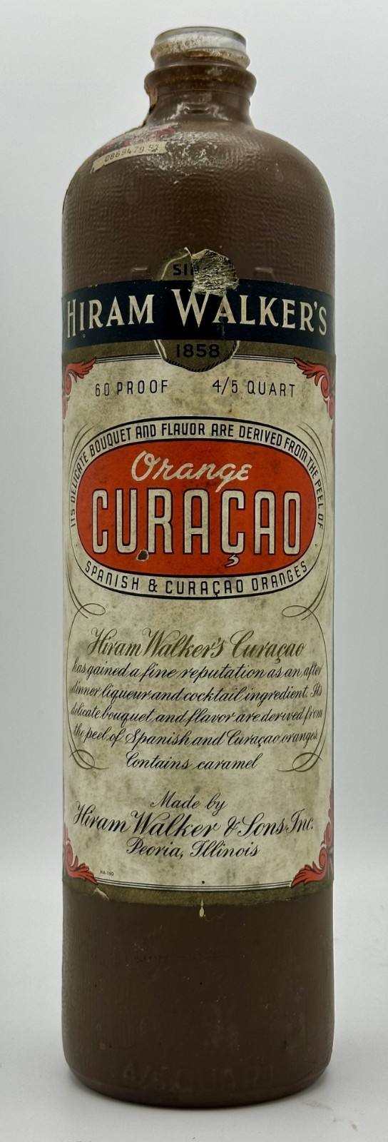 Vintage Hiram Walker Orange Curacao Stoneware Bottle
