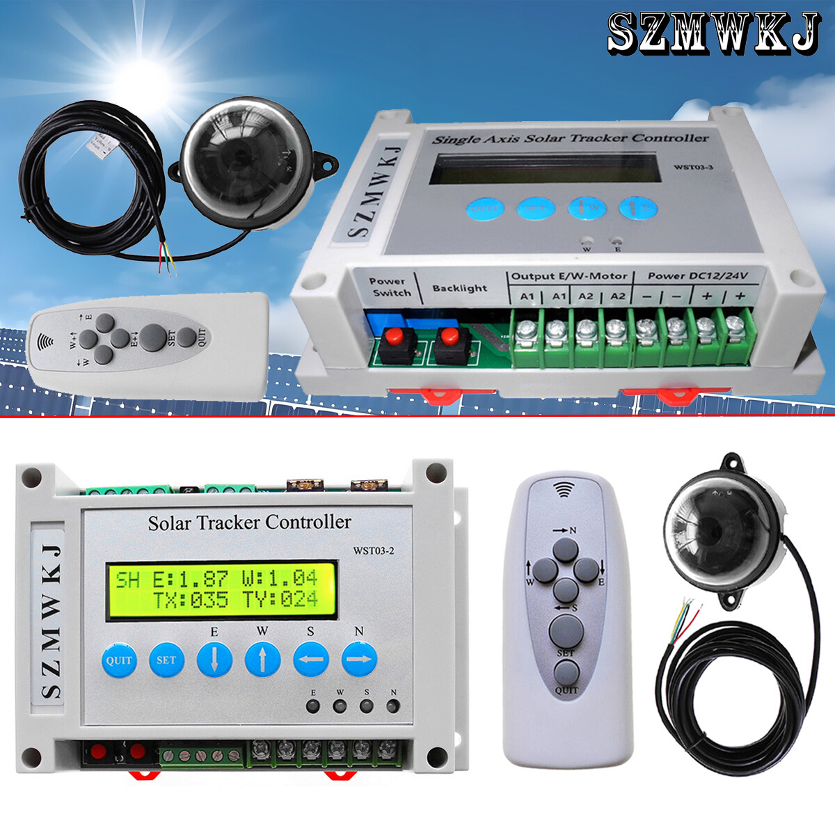 Single/Dual Axis Solar Sun Tracking Tracker Controller+Light Sensor+IR Remote SJ