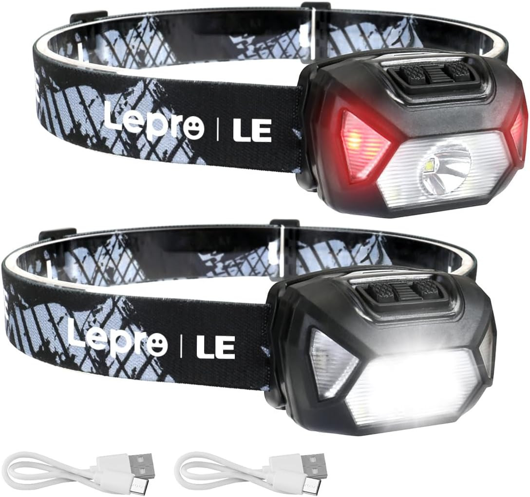 Lepro LE Headlamp Rechargeable, LED Head Lamp with 6 Modes for Camping & Hiking