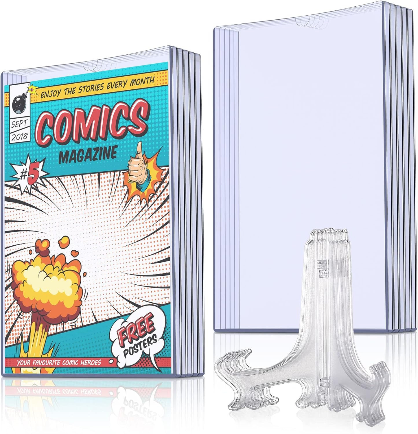 Zonon 5 Set Comic Book Display Case Set, Include Comic Book Sleeves and Clear Pl