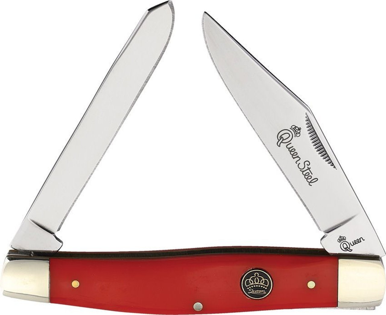 Queen Cutlery Smooth Red Handle Moose Folding Pocket Knife - Gift Boxed - NEW