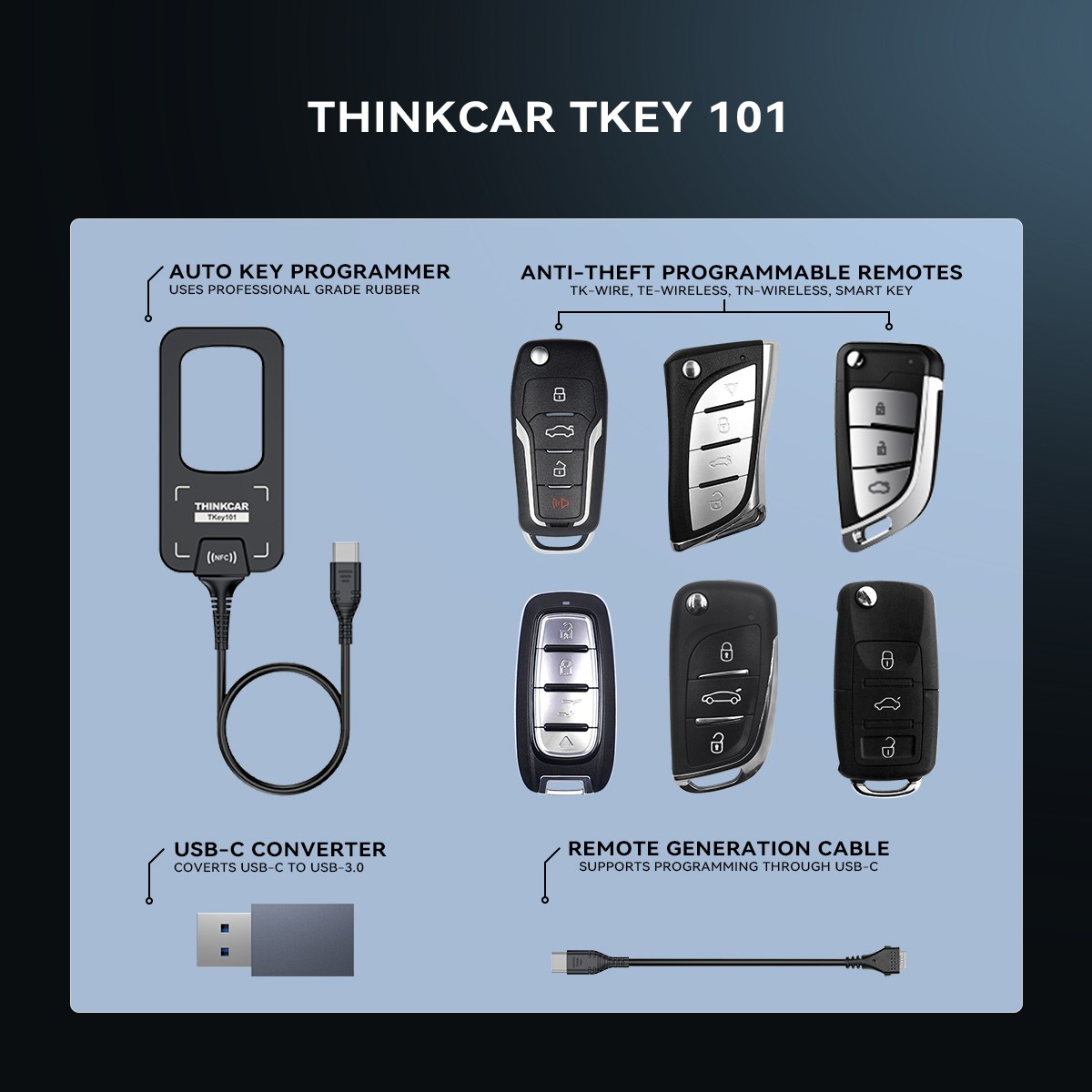 THINKCAR TKEY101 Universal Car Key Programmer Equipment with 6 Unit Remote Keys