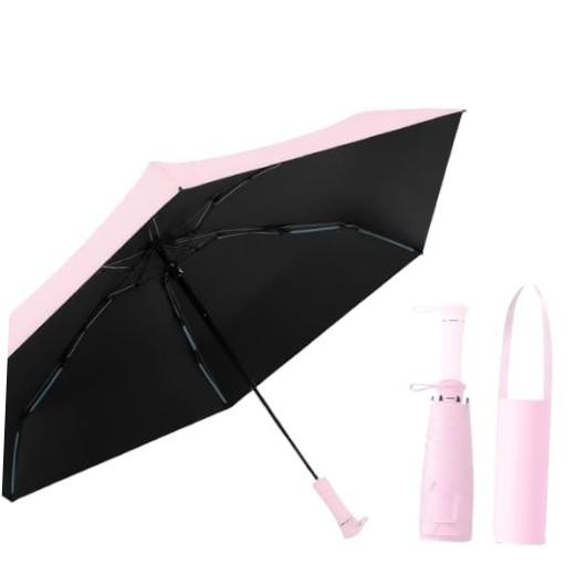 Mini Travel Umbrella Portable Compact Umbrellas for UV Sun & Rain Pink