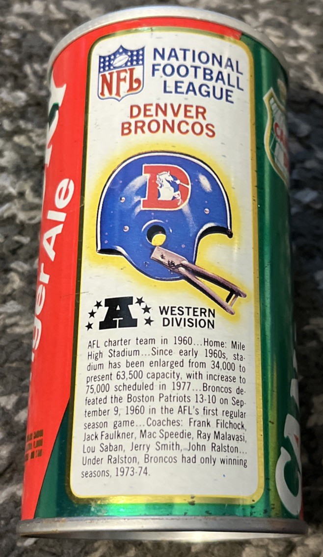 CANADA DRY GINGER ALE DENVER BRONCOS STRAIGHT STEEL HELMET CAN