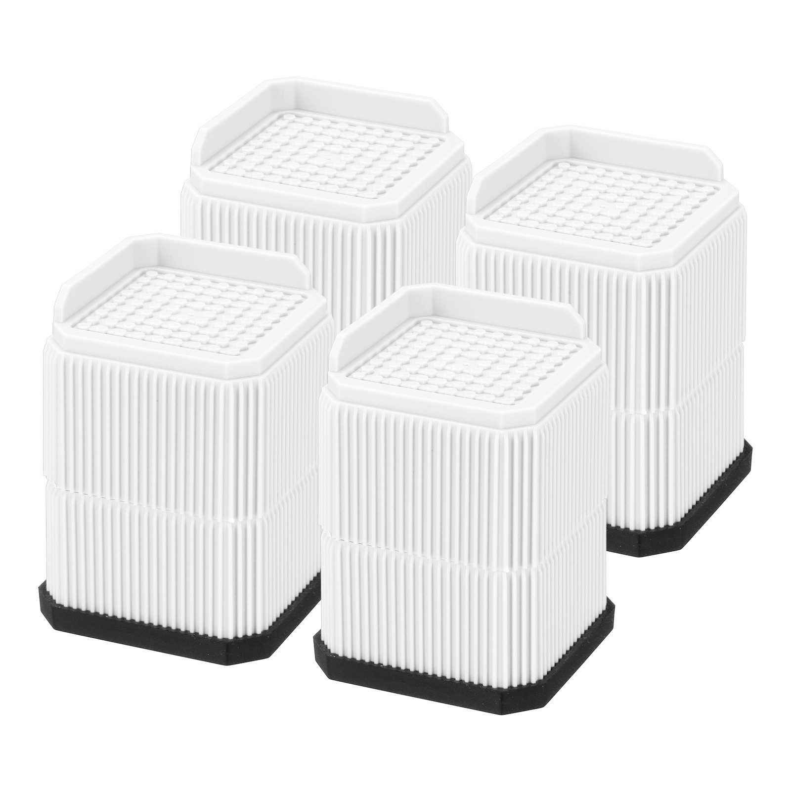 Bed Risers, Square Heavy Duty Stackable Lift Block to 2 Inch & 3.7 Inch, White
