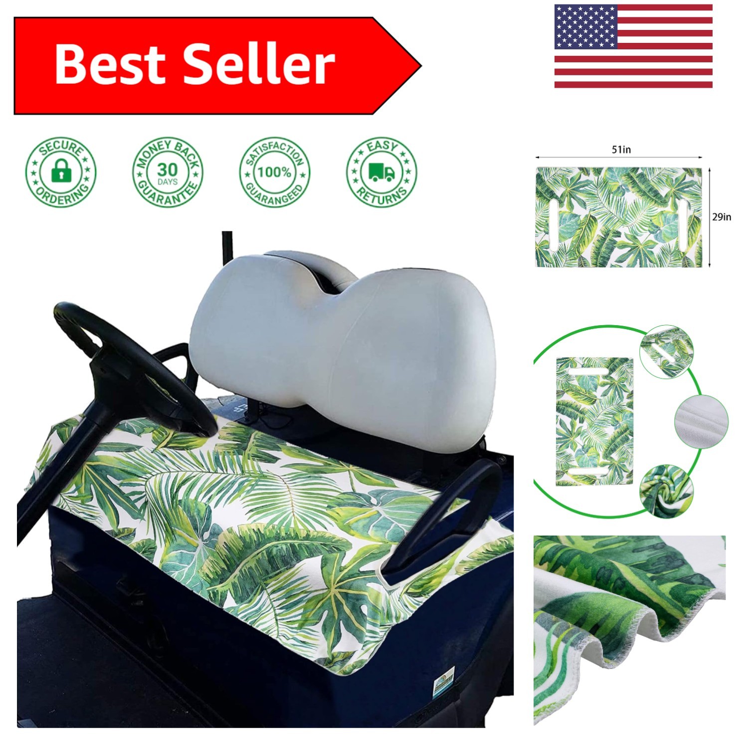 Universal Fit Golf Cart Seat Covers - UV-Resistant & Machine Washable