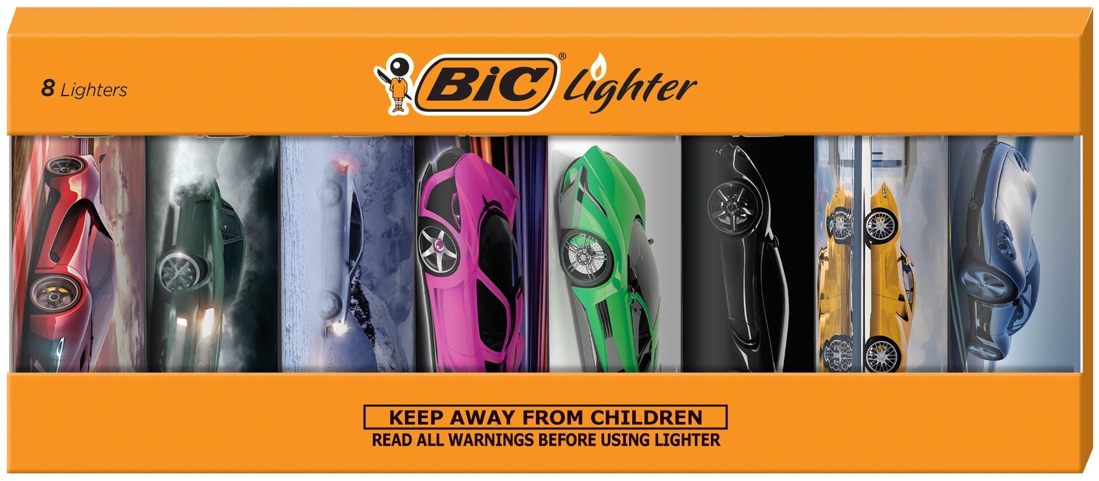 BIC Special Edition Supercar Series Lighters Set of 8 Lighters Assorted