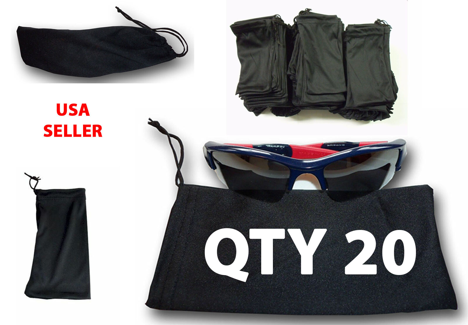20 Universal Sunglasses Case Black Pouch Storage Bag Glasses Microfiber Sleeve