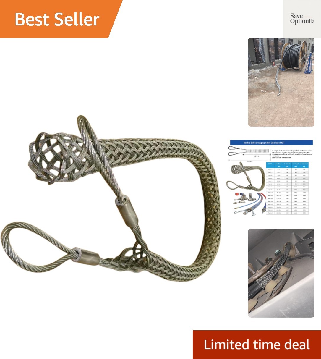 Wire & Cable Mesh Pulling Grip, Double Head Cable Pulls, Suitable for Light &...