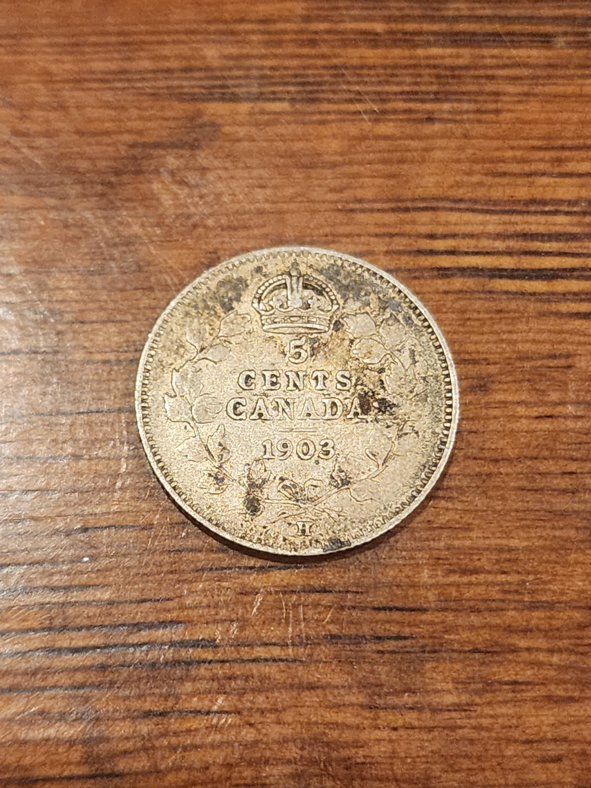1903H Canada 5 Cents Silver Coin