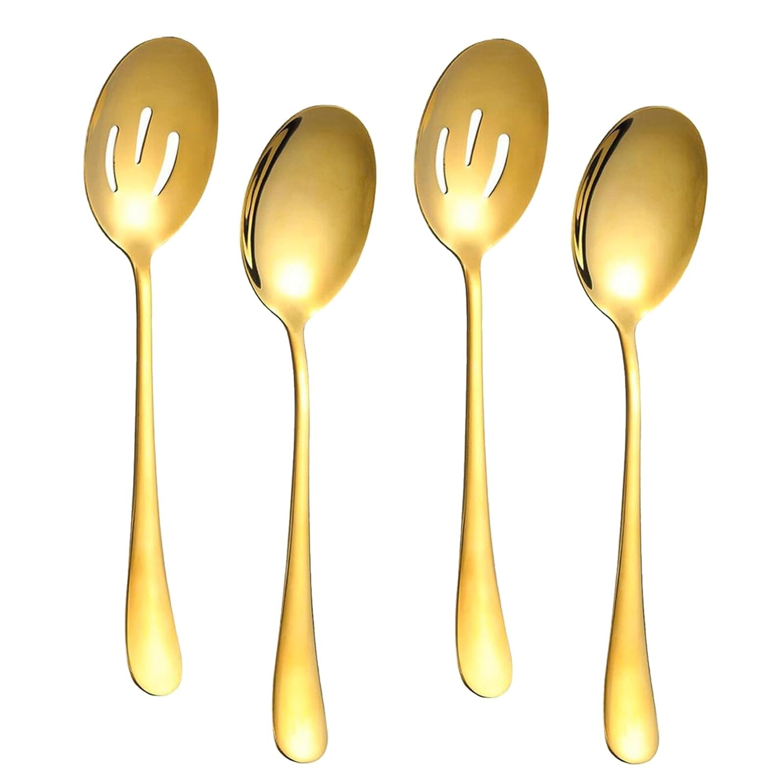 4 Pieces Serving Spoons Set, Includes 2 Serving Spoon and 2 Slotted Spoon, 8....