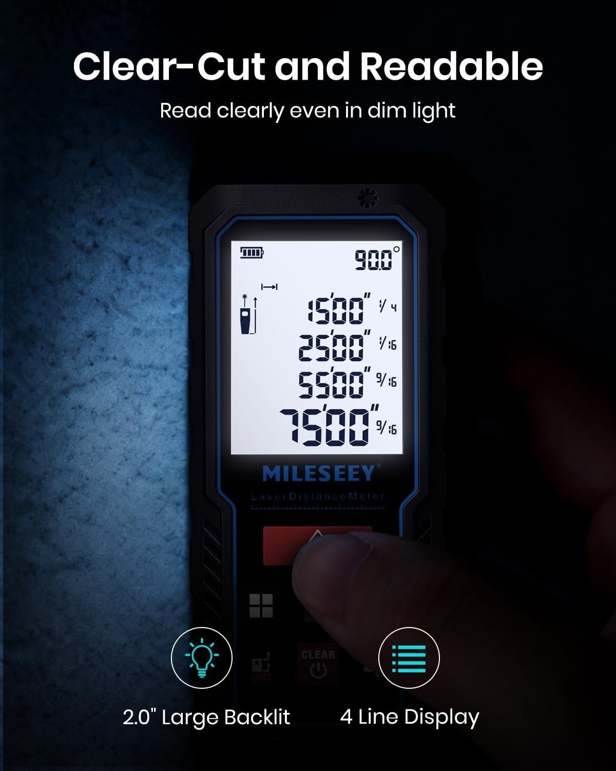 Compact 229ft Laser Measure Device with Angle Sensor & Energy-Saving Features