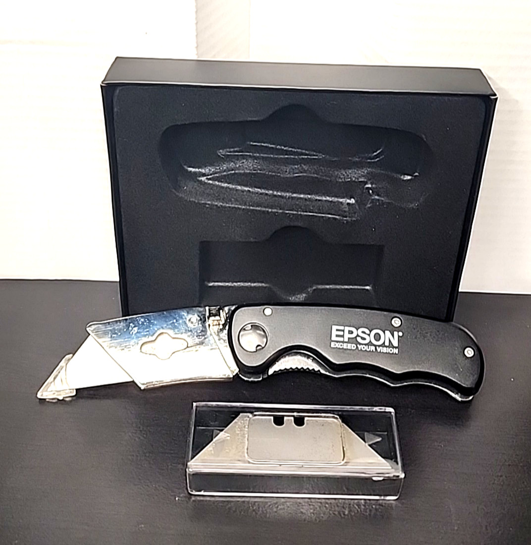new EPSON Folding Utility Razor Pocket Knife Box Cutter with replacement Blades