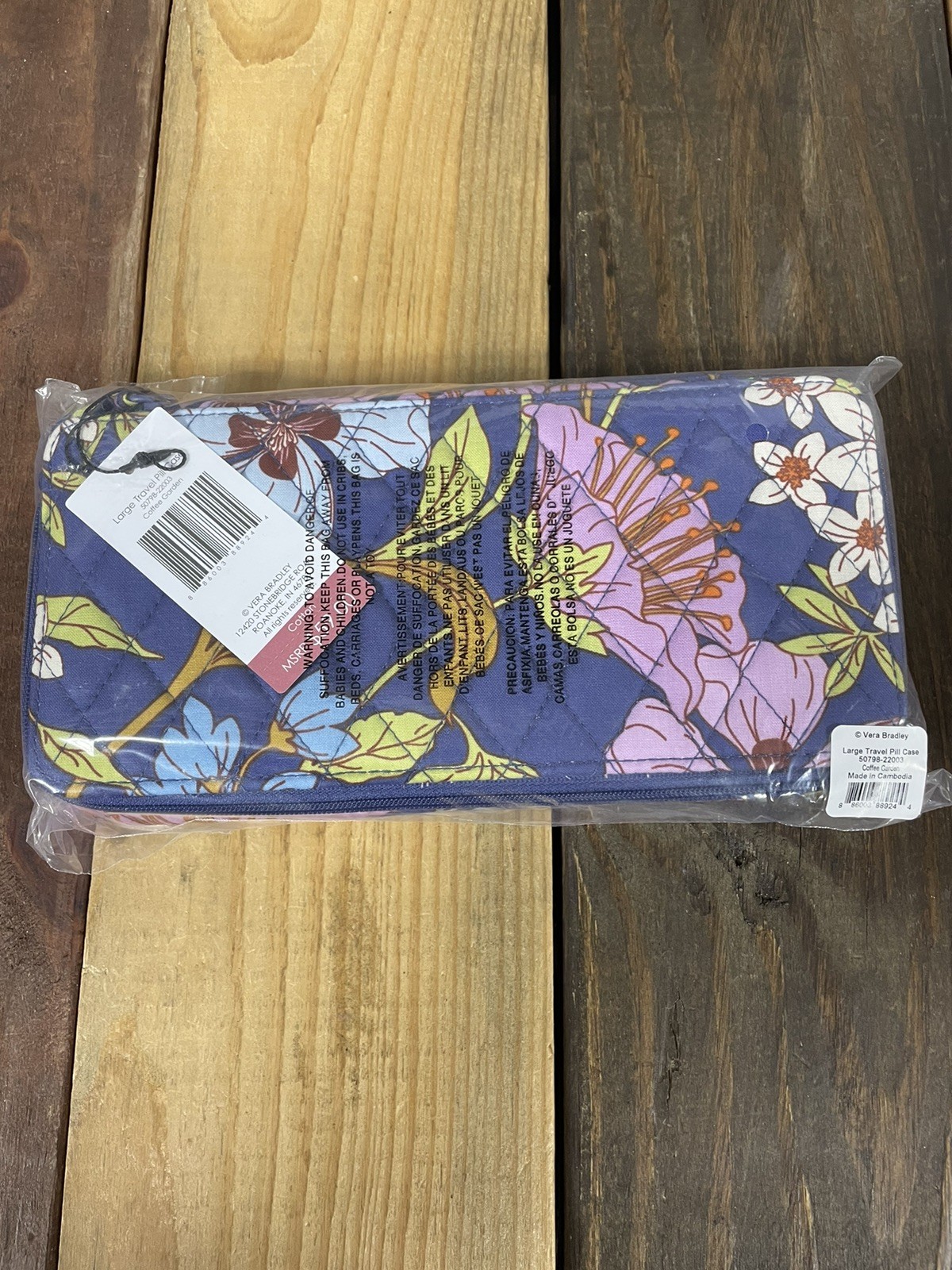Vera Bradley Large Travel Pill Case Coffee Garden NWT Organizer Floral