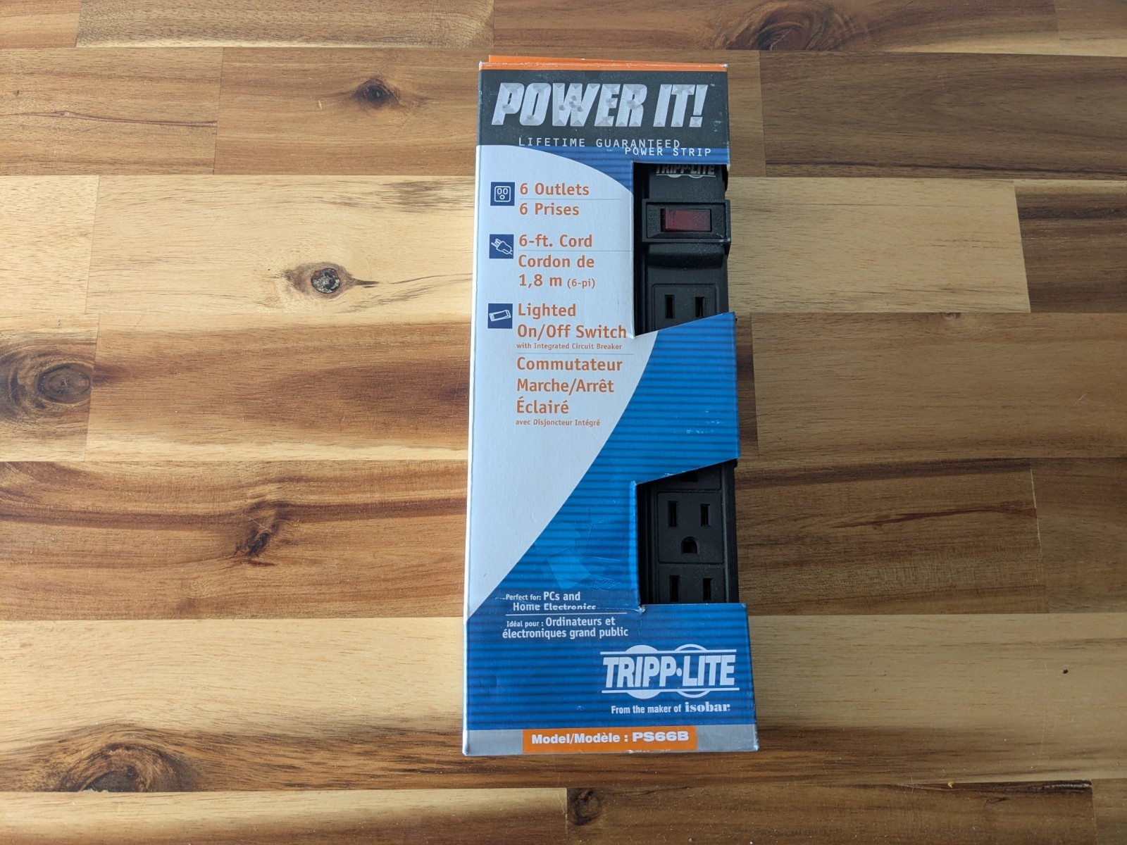 TrippLite 6-Outlet Power Strip -- 6ft Cord -- Black *PS66B*