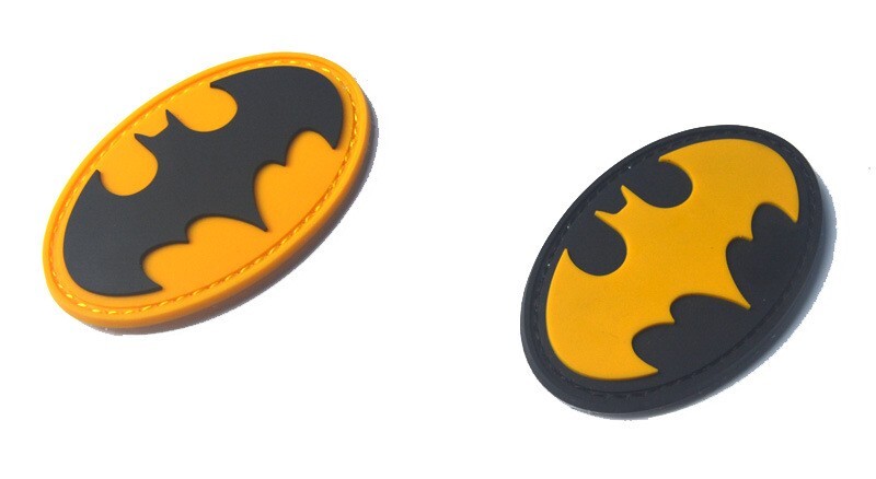 2PCS Superman Batman Herio Cartoon Logo Tactical Rubber Hook Loop Patch Badge