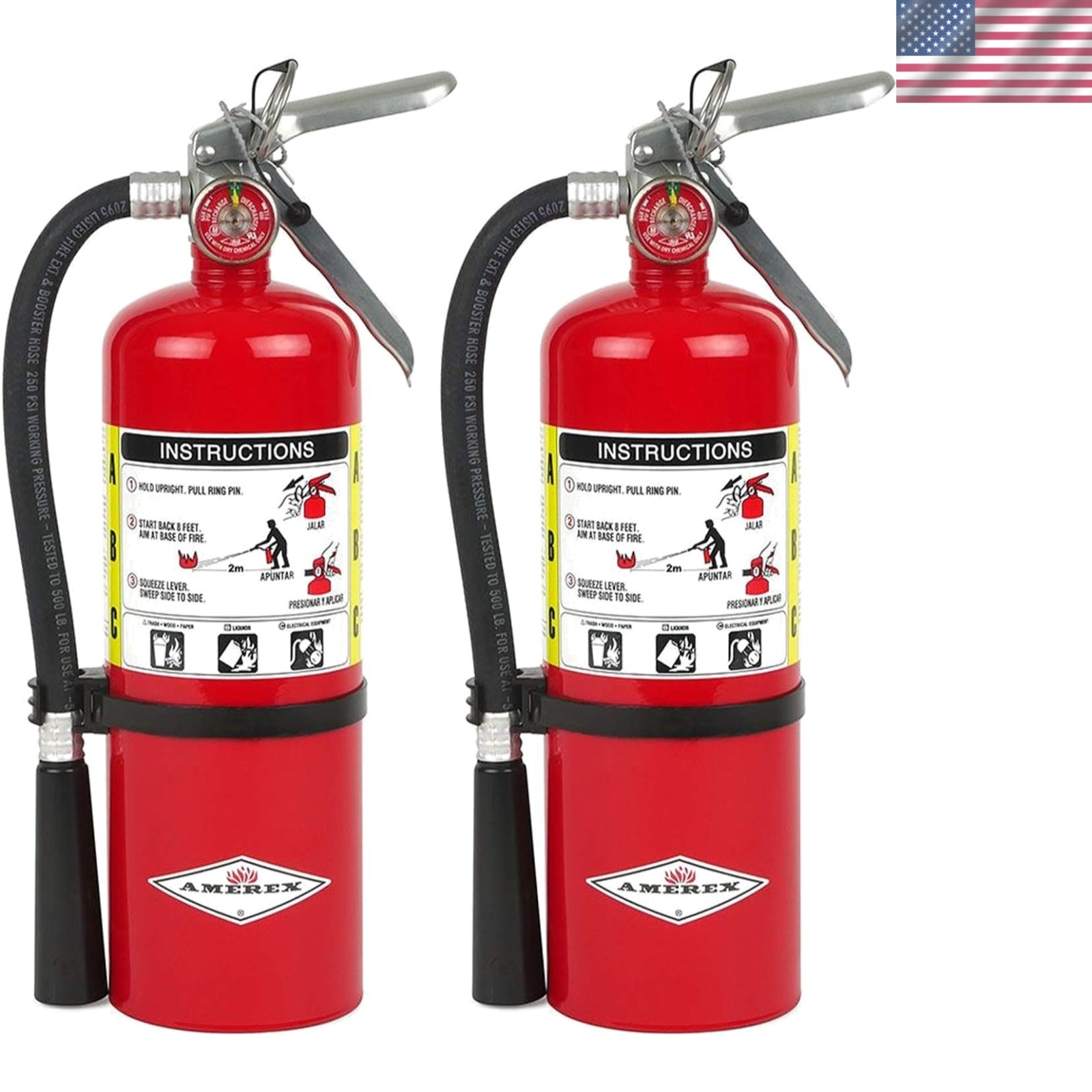 Efficient 5 lb ABC Fire Extinguisher - Class A, B, & C Rated for Safety, 2-Pack