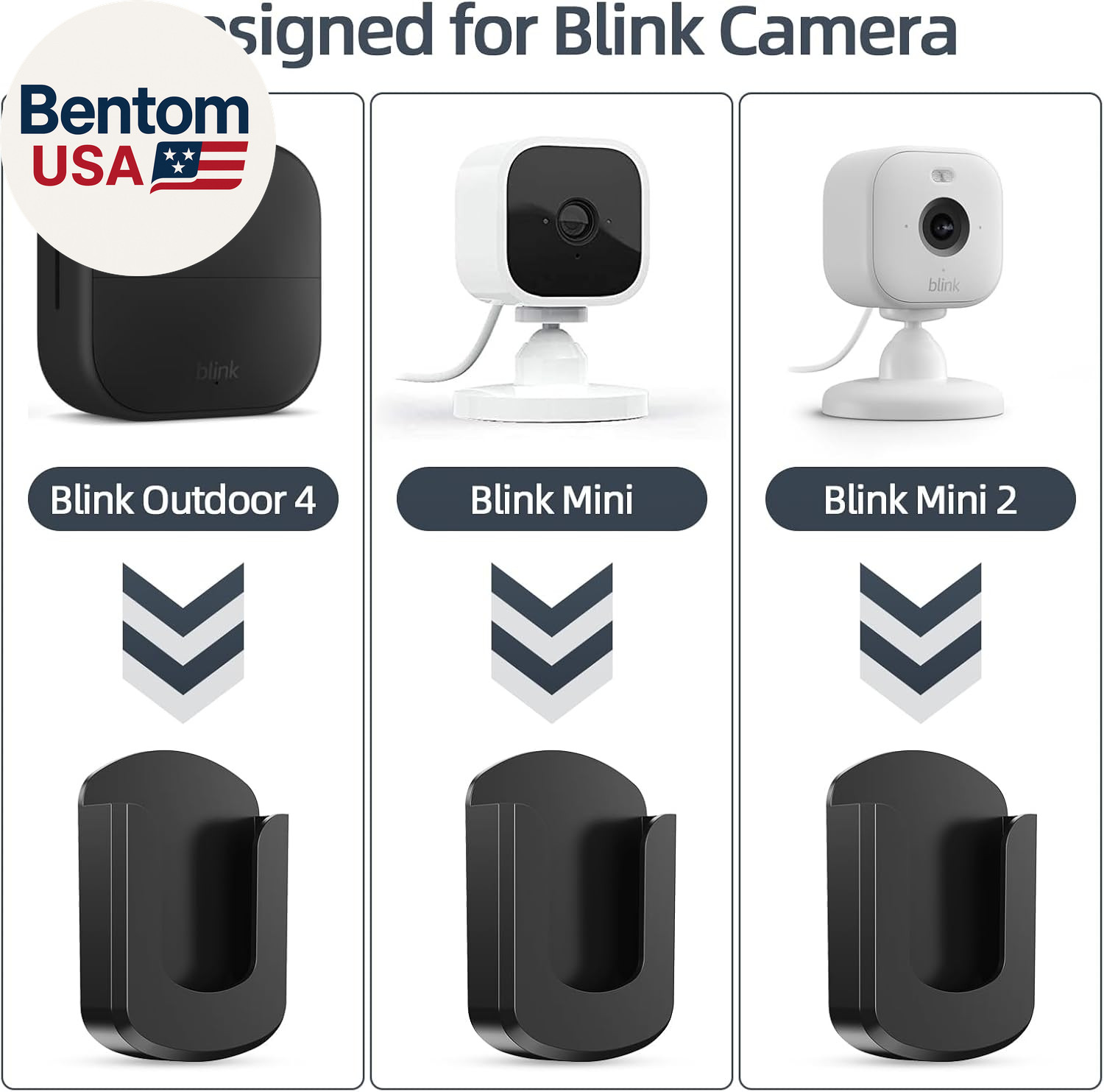 3 Pack Blink Camera No Drilling No Screws Wall Mount Bracket, Adhesive Blink Out