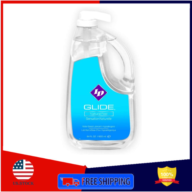 ID Glide Water-Based Lubricant,64 fl oz,Hypoallergenic,Natural Feel,Made in USA