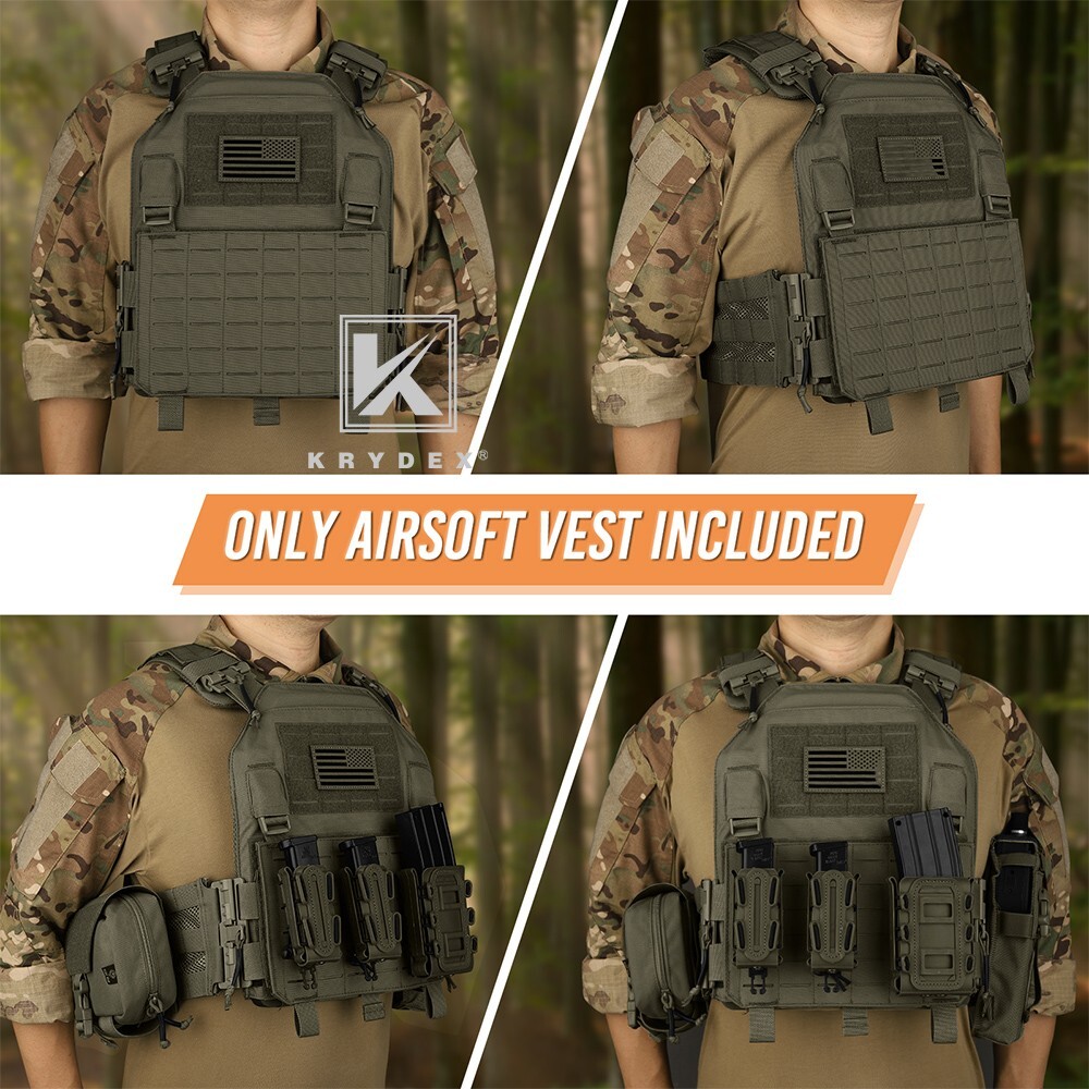 KRYDEX Tactical Plate Carrier Quick Release MOLLE Panel with Clip Ranger Green