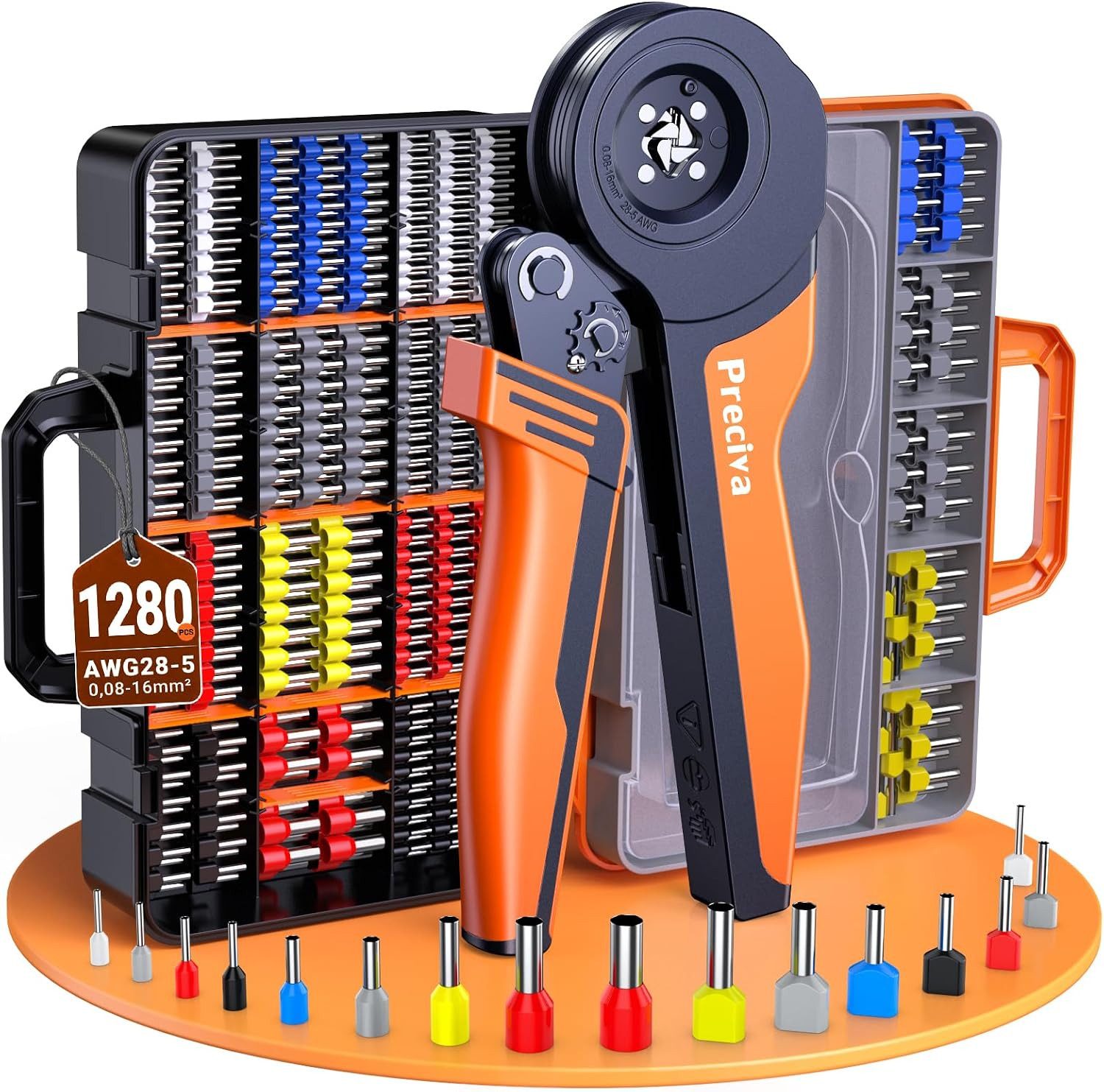 Ferrule Crimping Tool Kit- Quadrilateral Ferrule Crimper | for AWG 28-5 (0.08-16