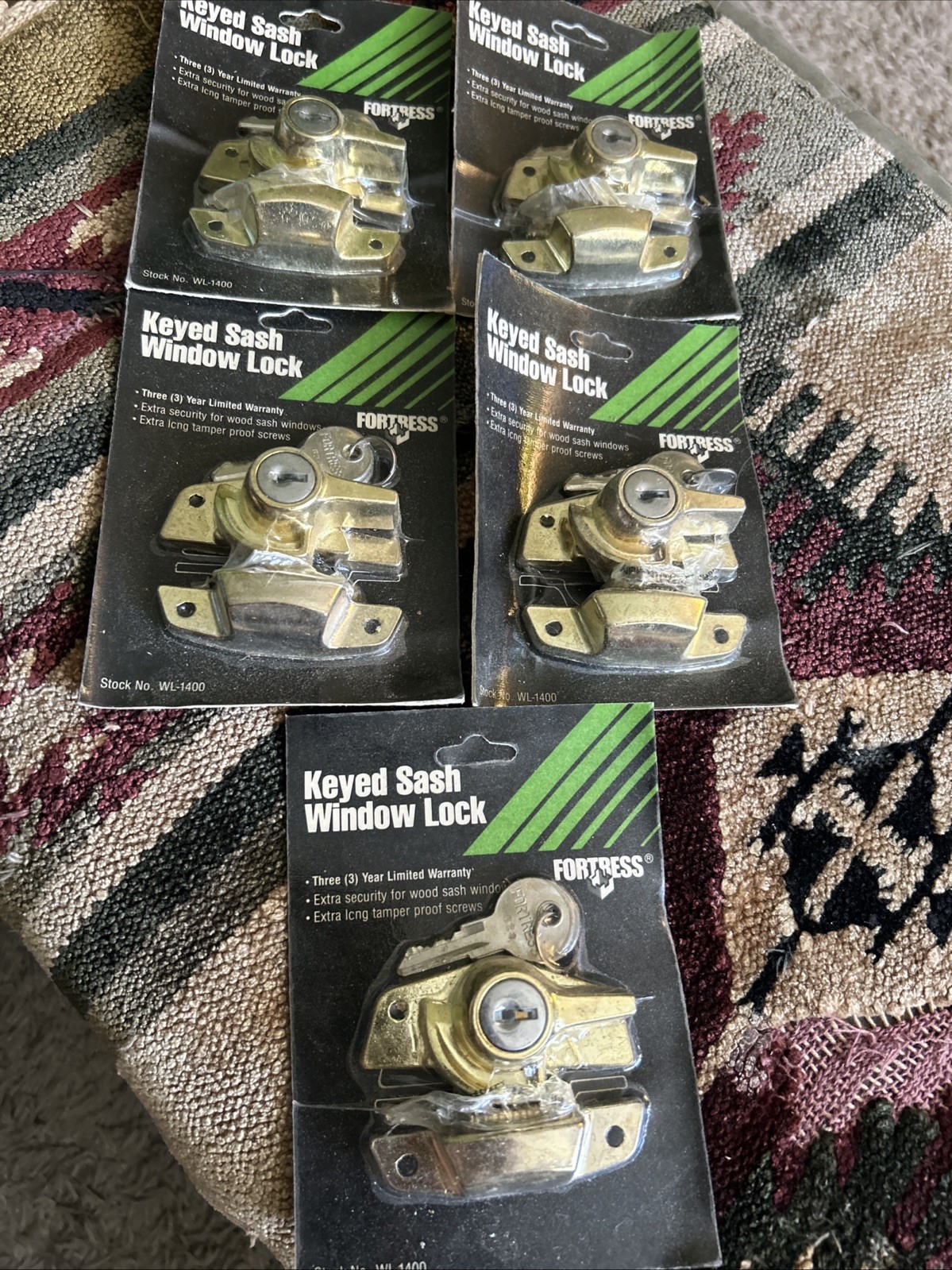 New 1982 Fortress Keyed Window Locks for Wood Sash Windows WL-1400  - Lot of 5