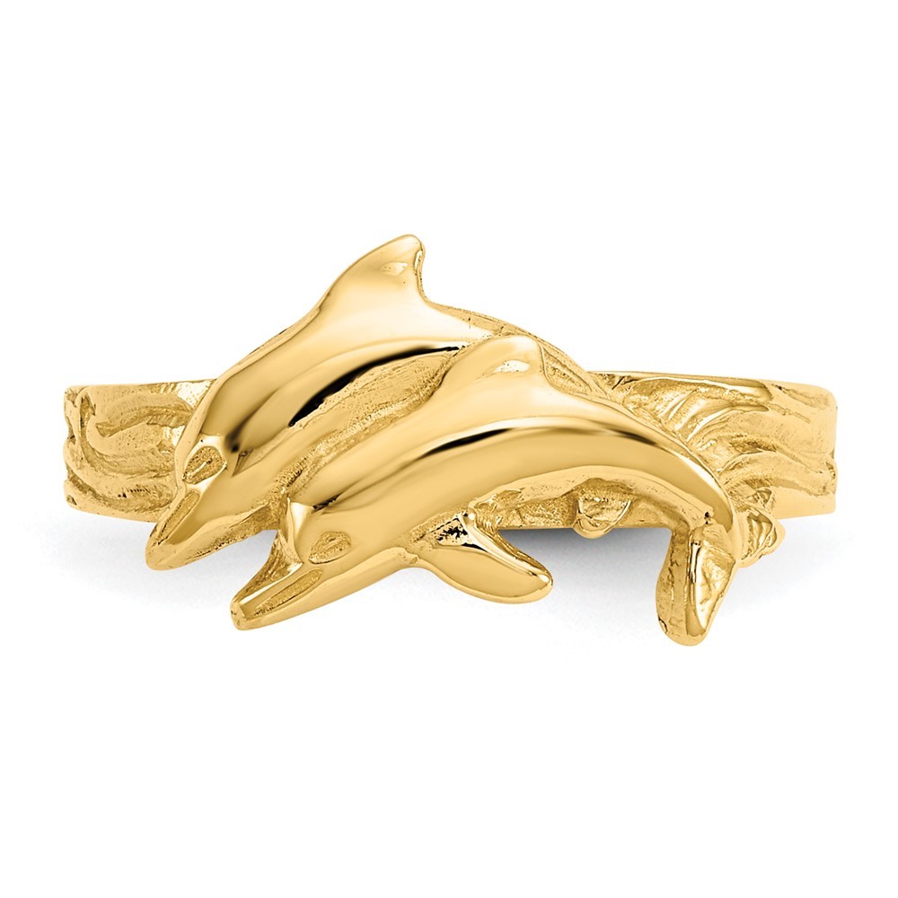 14K Yellow Gold Dolphin Shape Toe Ring