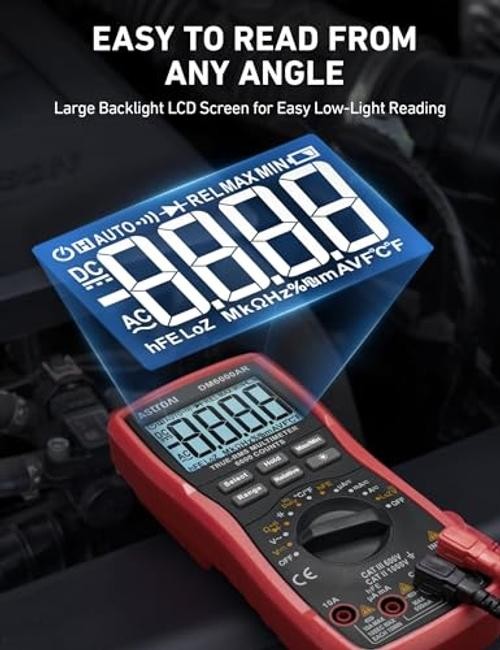 Digital Multimeter, True RMS 6000 Counts Auto-Ranging Volt Black - Multimeter
