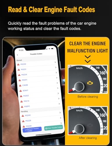 OBD2 Scanner Bluetooth for iPhone iOS Android OBDII Diagnostic Scan Tool Code