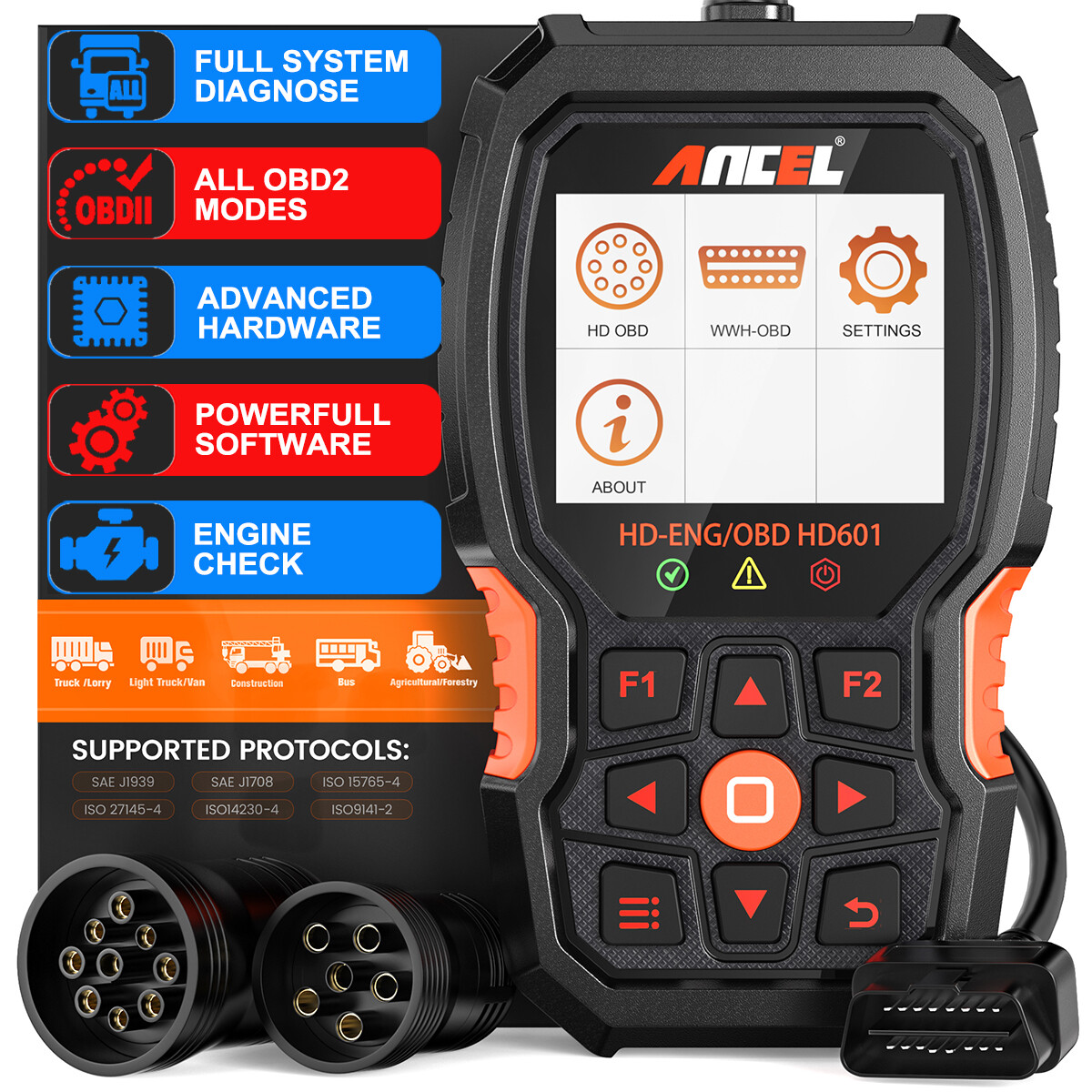 ANCEL HD601 Heavy Duty Truck Scanner Diagnostic Tool Lifetime Free Update Online