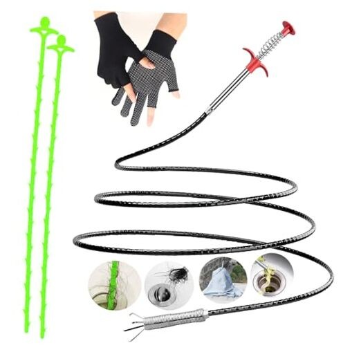 62inch Drain Clog Remover Toilet Snake Plumbing Snake Grabber Reacher Tool