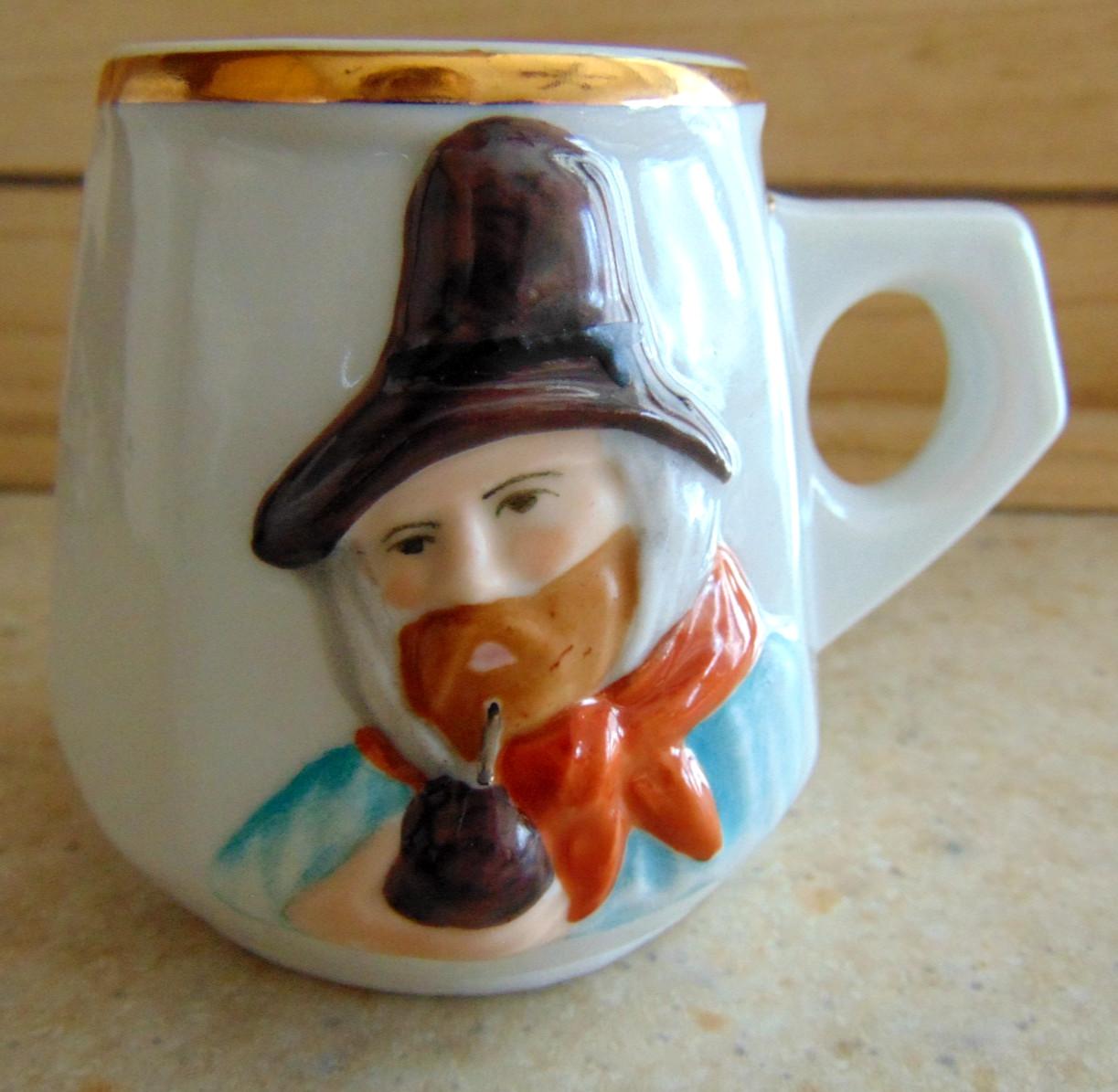 Vintage Souvenir Cup from Argentina/San Martin Porcelain/Gaucho-Cowboy Relief