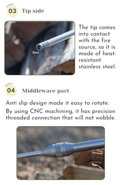 CAMPINGMOON Fire Blowing Stick Split Type Compact Fire Starter MS-43