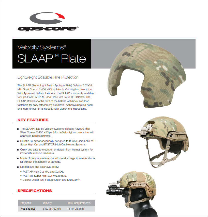 OPS CORE HELMET VELOCITY SYSTEMS SLAAP ACCESSORY MULTICAM - S/M - M/L NEW