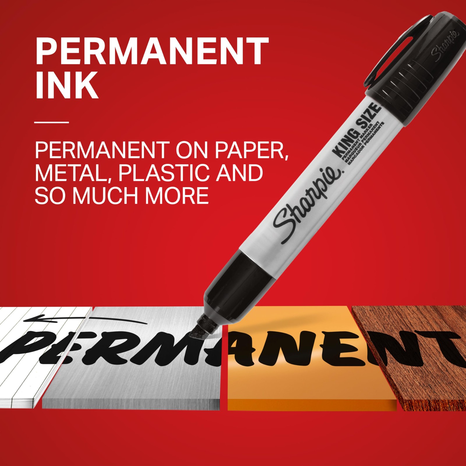 King Size Permanent Markers, Large Chisel Tip, Red, 12 Count for Posters