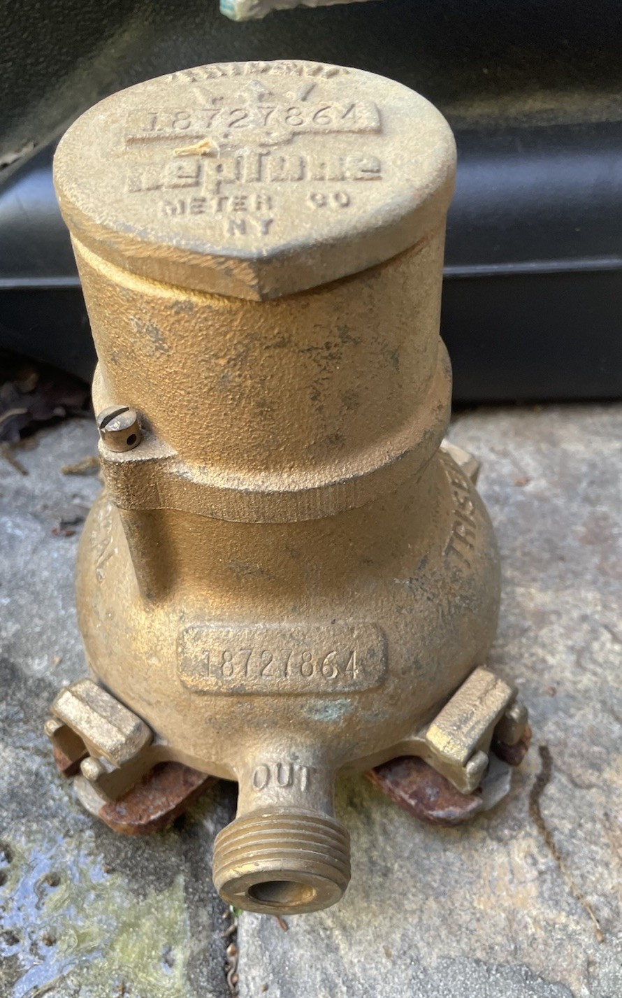 Trident Neptune Triseal 5/8 Old Brass Municipal Water Meter Original Collectible
