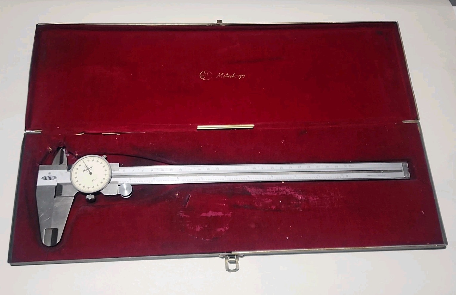 VINTAGE MITUTOYO 12" DIAL INDICATOR 505-258 .001 Crystal Needed