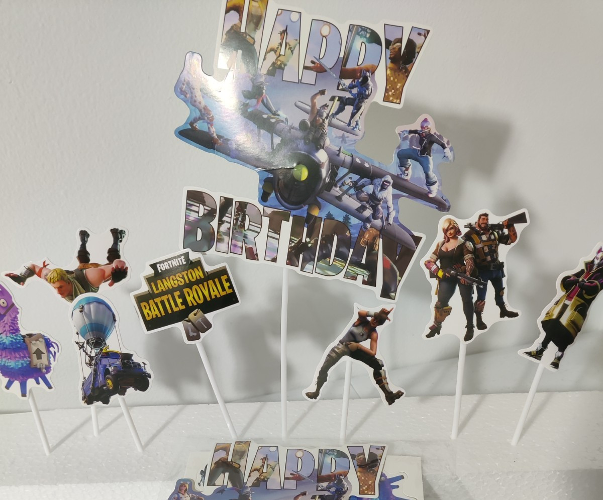 Lot of 20 Fortnite cake toppers for kids birthday party supplies Fort Nite game
