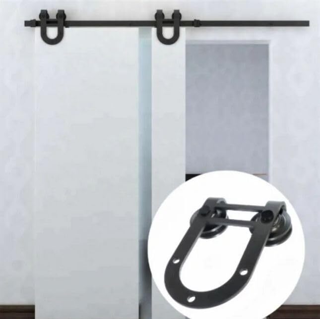 Modern Sliding Door Complete Set 200cm - Black Sliding Door System Complete Set