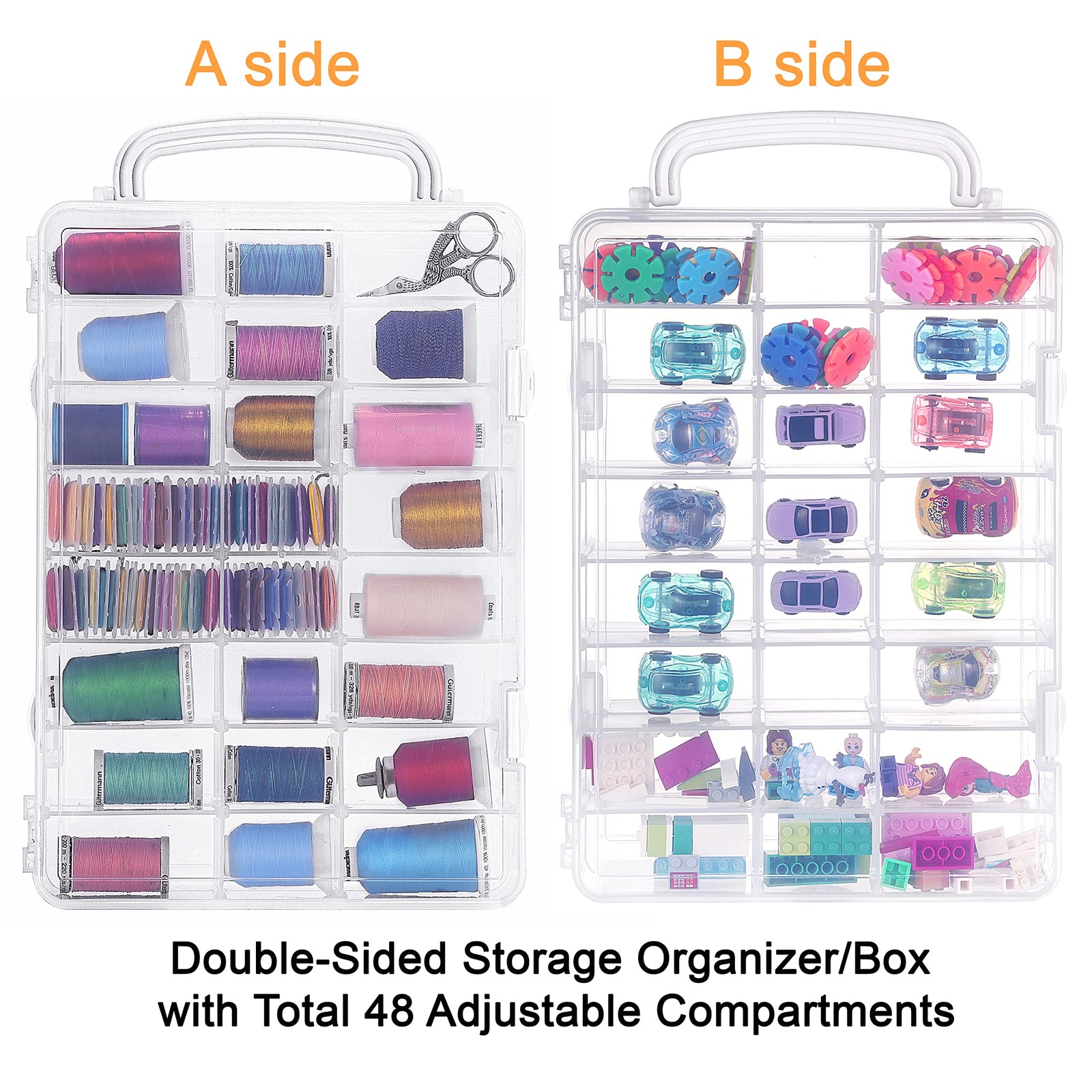 New brothread Double-Sided Storage 1x48 (Dividers Removable), Clear