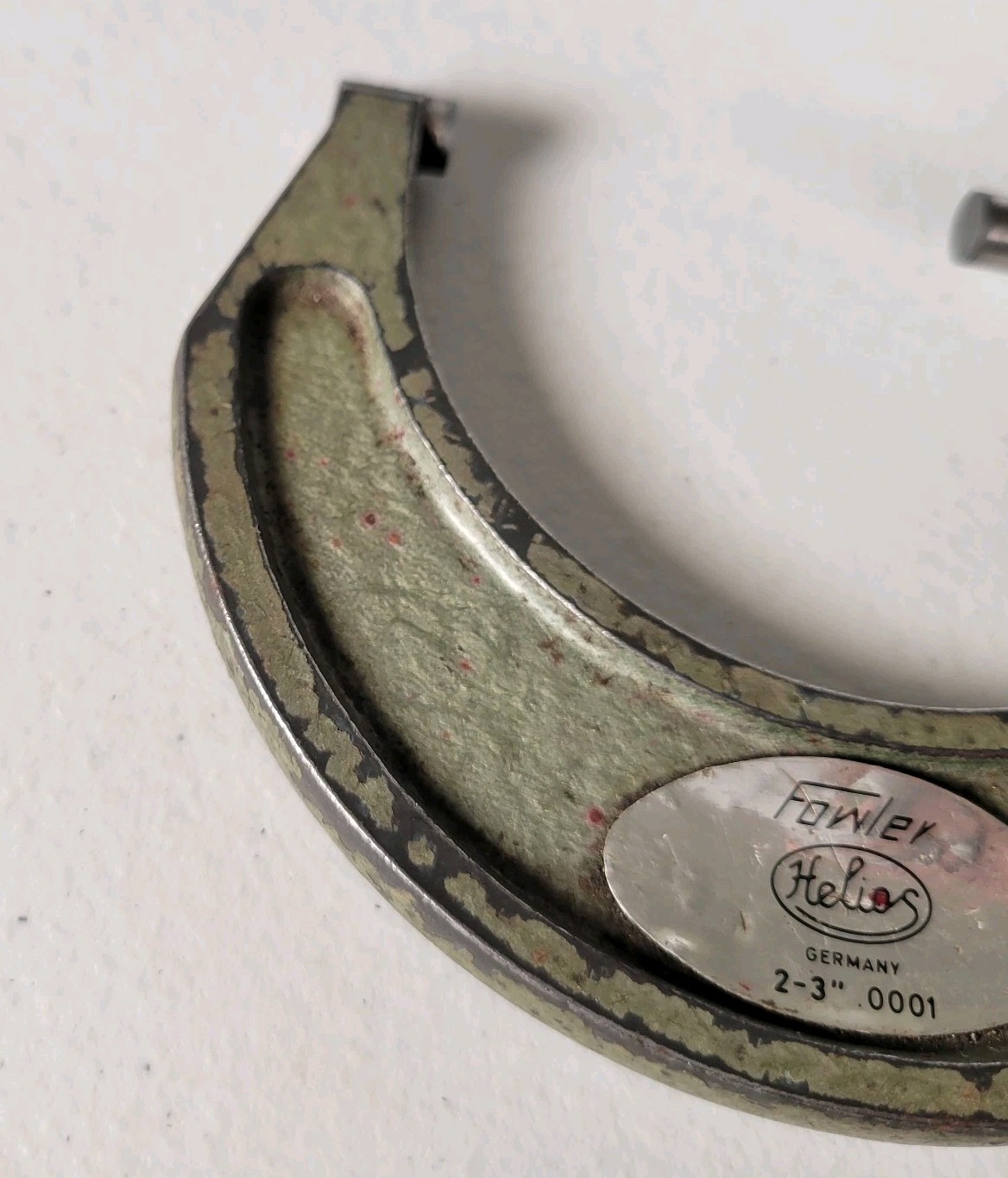 Fowler Helios Micrometer, 2” - 3" Range .0001 Ratcheting Locking Vintage