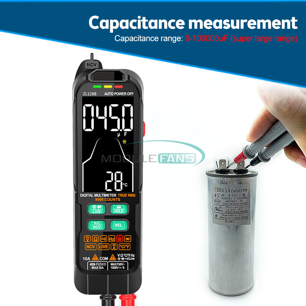 Digital Multimeter Voltage Current Capacitance Frequency Diode True RMS Tester