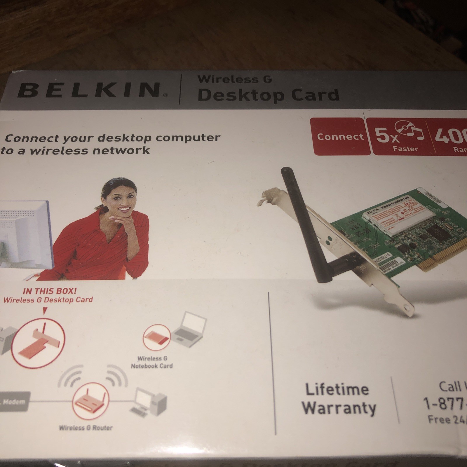 Belkin Wireless G WiFi Desktop Network PCI Card Open Box w/ CD