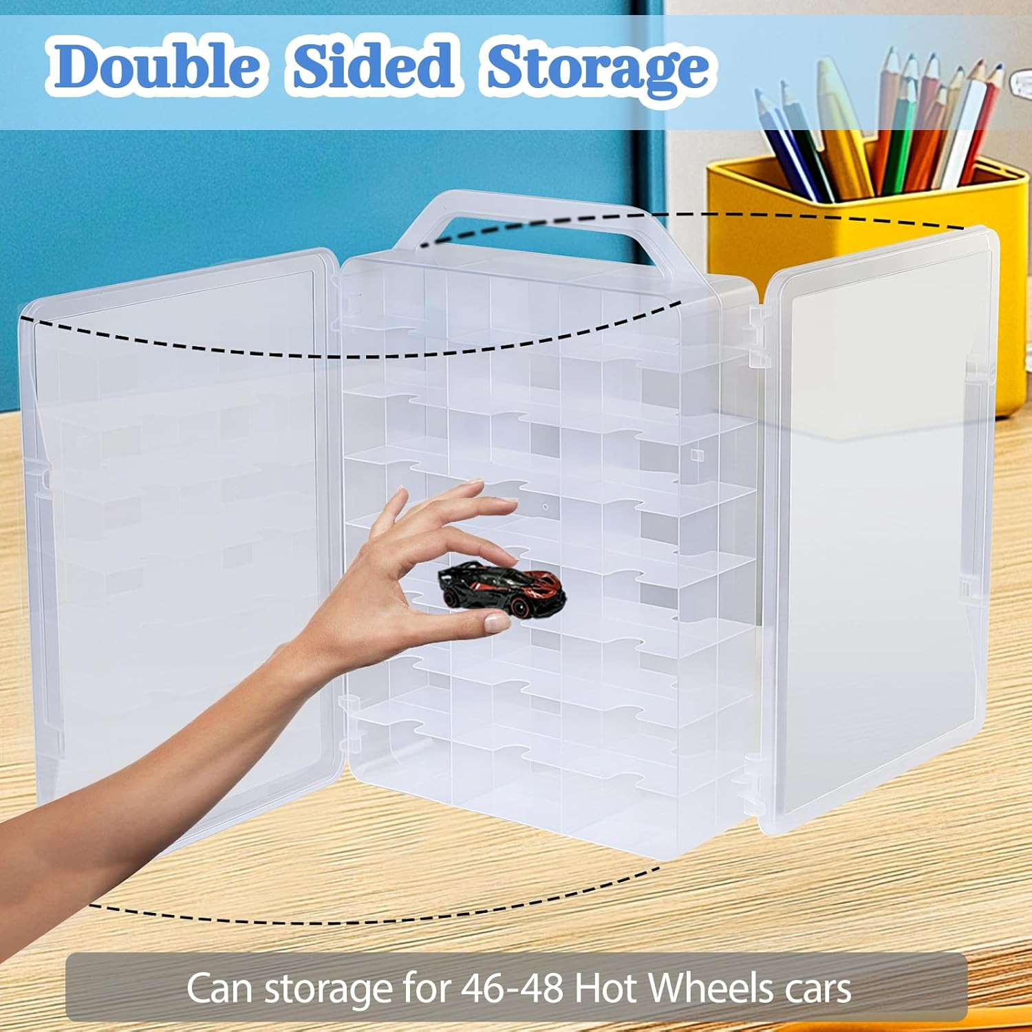 Double Sided Storage Case Only for Hot Wheels Storage with Carrying Handle