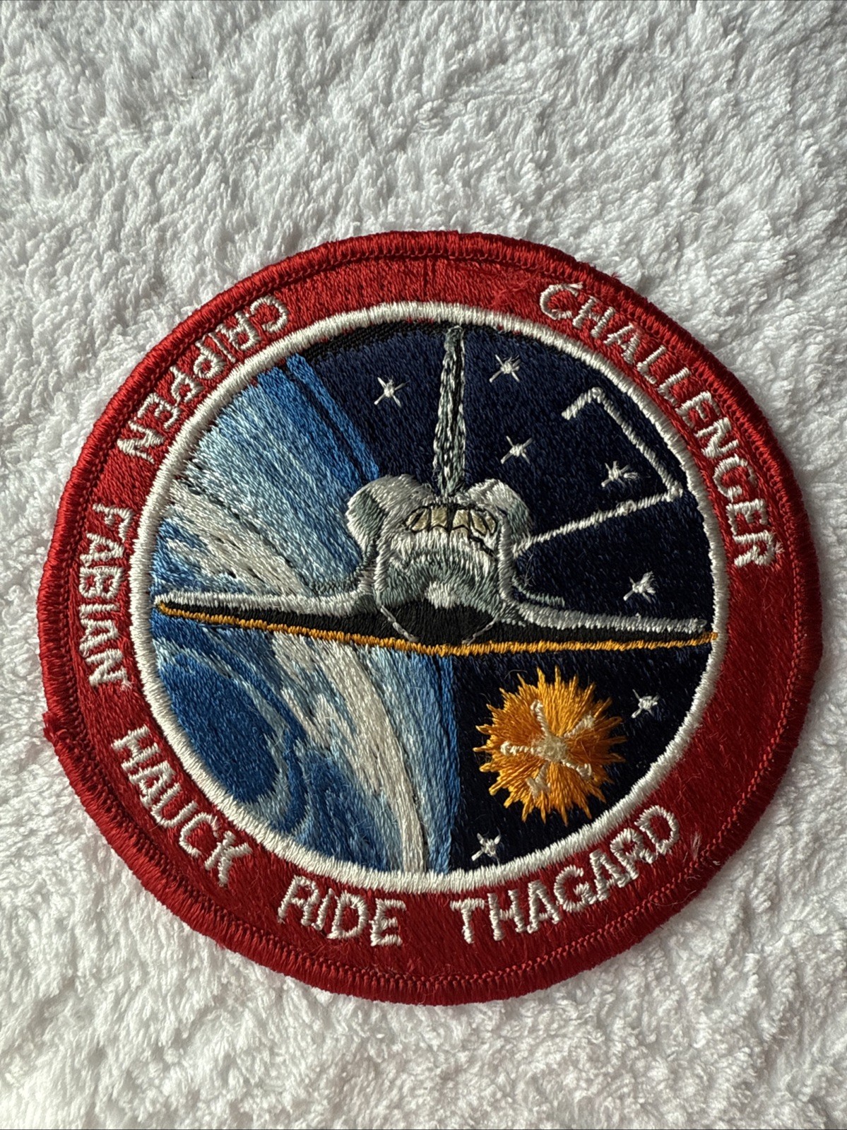 NASA Space Shuttle Challenger Embroidered Patch 4" Round Red Ride Chippen Hauck