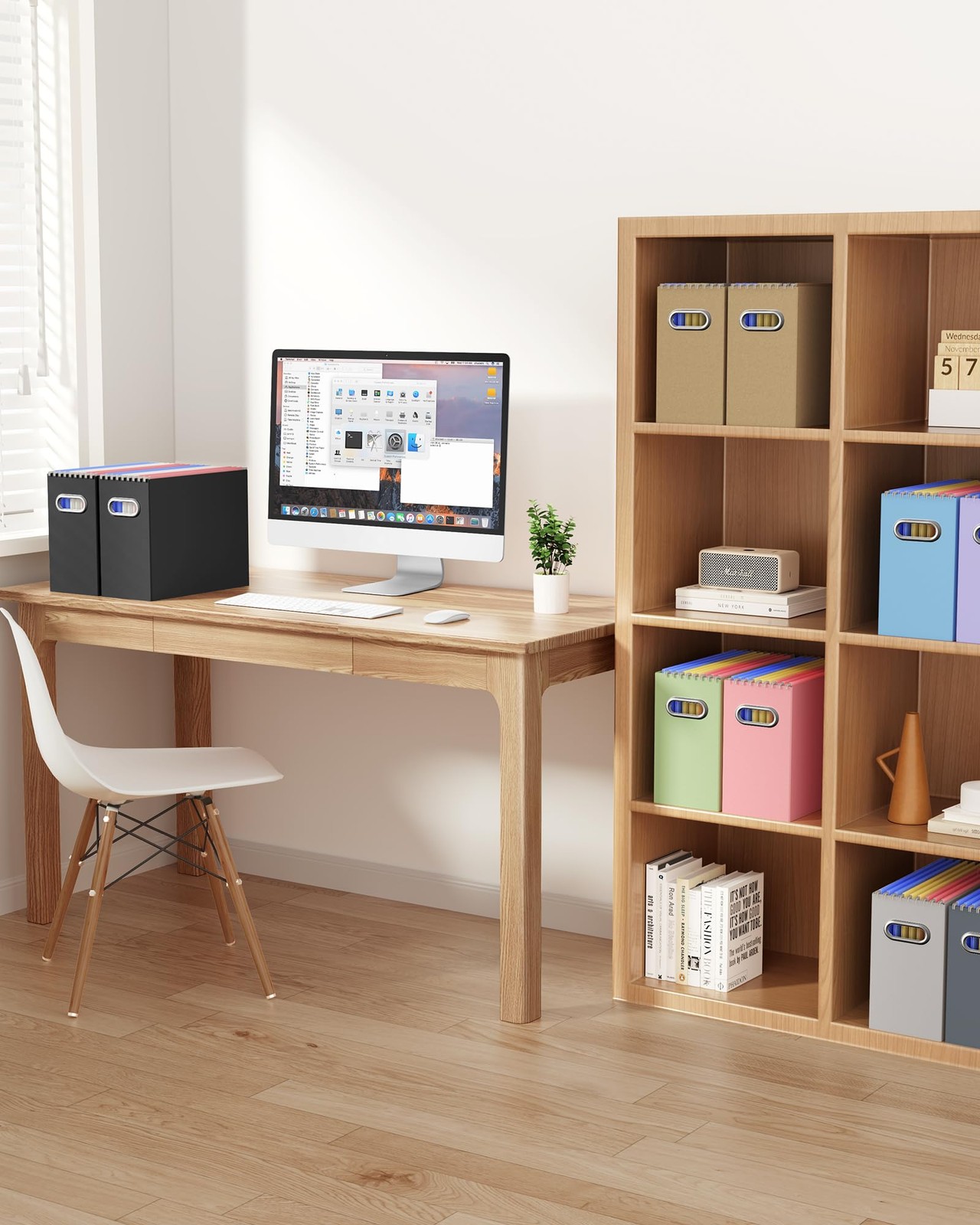 Portable Collapsible Cardboard File with Handle for Letter-Size