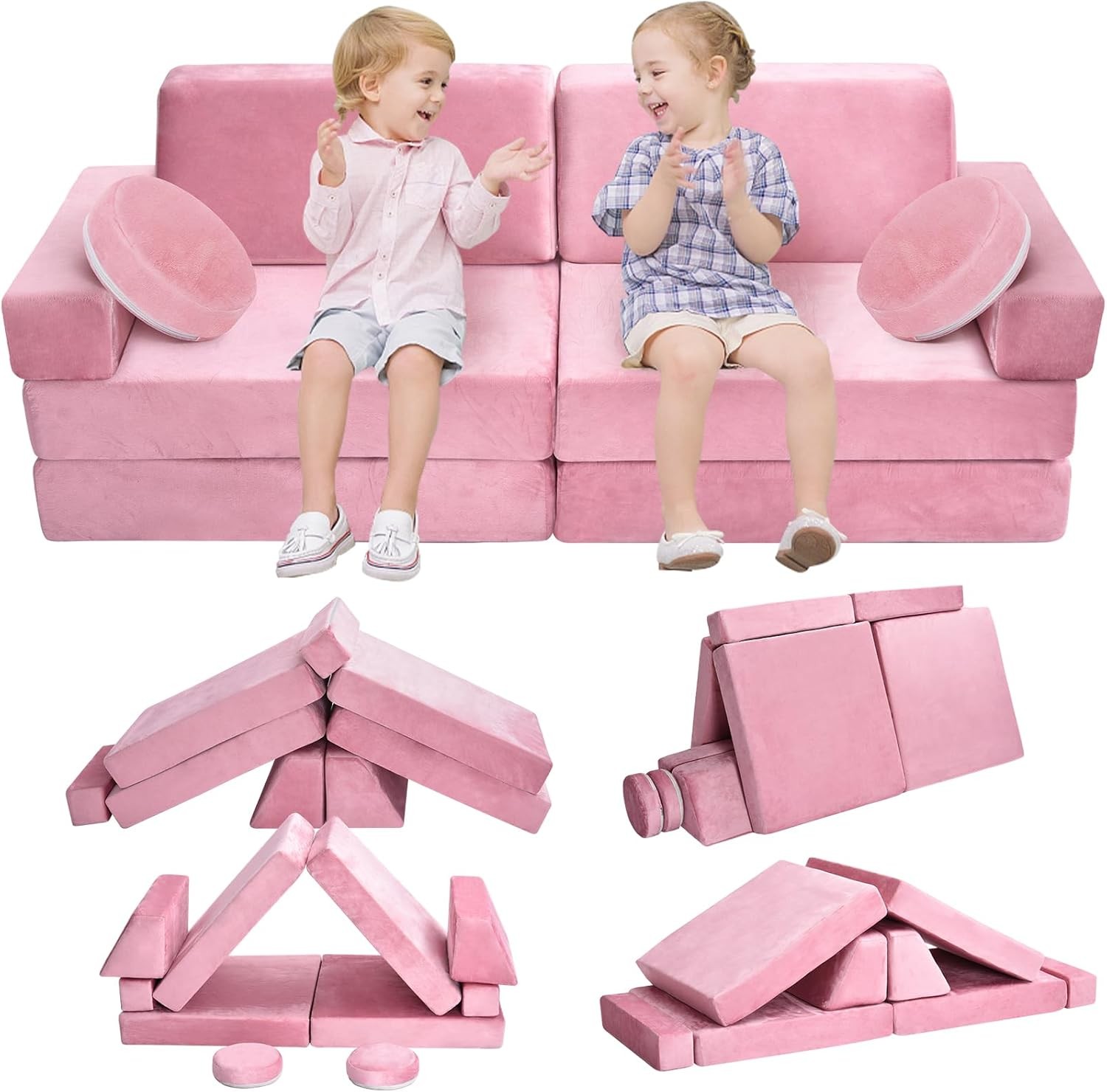 10Pcs Kids Play Couch,Toddler Sofa,Modular Kids Couch Playing Creativing